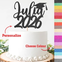 Personalized Name Glittering Grad 2026 Cake Pick Topper